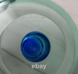 Kosta Boda Zoom Bowl by Goran Warff Signed Green WithBlue Base Controlled Bubbles