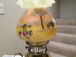 LAMP HAND PAINTED WITH AN INDIAN SCENE OOAK BY MARILYN WAGNER NO RESERVE