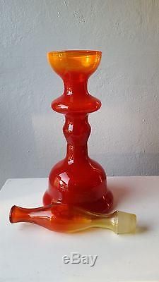 LARGE 22 mid-century danish modern blenko decanter early mark husted tangerine