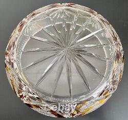 LARGE Vintage 1960's Julia Glassworks Amber Cut To Clear Crystal Made In Poland