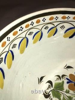 LC2 Large Staffordshire Pearlware Mixing Bowl Leeds Floral 5 Color Ca. 1820's