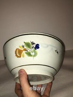 LC2 Large Staffordshire Pearlware Mixing Bowl Leeds Floral 5 Color Ca. 1820's