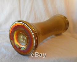 LCT LC Tiffany Glass Gold Aurene Favrile Large Etched Pattern Vase 11 3/4