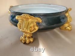 LIMOGES FRANCE LARGE HP ROSES JARDENIER WithLION FACES ON STAND CLOW FEET AS IS