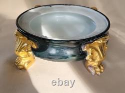 LIMOGES FRANCE LARGE HP ROSES JARDENIER WithLION FACES ON STAND CLOW FEET AS IS