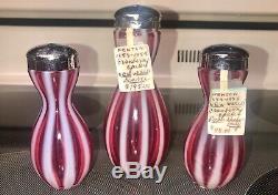 LOT 7 Fenton Cranberry Opalescent New World, Hobnail, & Polka Dot S&P Shakers