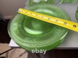 LOT Federal Uranium Glass Vaseline Lovebirds 54 Pieces Green Milk Regular Glass