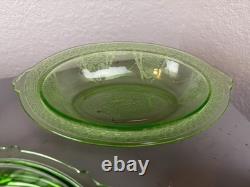 LOT Federal Uranium Glass Vaseline Lovebirds 54 Pieces Green Milk Regular Glass