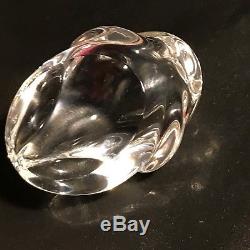 LSNR Figural Steuben Clear Crystal Glass Frog Paperwieght Signed Figurine