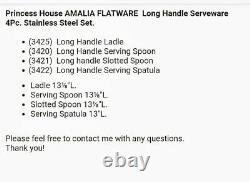 L 3420,3421,3422,3425 Princess House Amalia Stainless Long Handle 5 Pc NIB