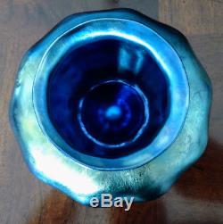 L. C. Tiffany Blue Favrile Art Glass Bowl 1917 is in perfect condition, rare