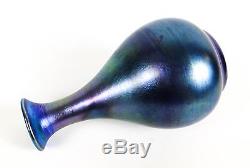 L. C. Tiffany Favrile Blue Iridescent Pear Shaped Art Glass Vase
