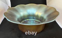 L. C. Tiffany Favrile Dish Ruffle Edge 1402 LC Tiffany Favrile Signed with Sticker