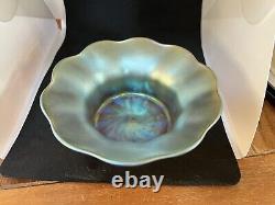 L. C. Tiffany Favrile Dish Ruffle Edge 1402 LC Tiffany Favrile Signed with Sticker