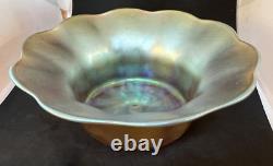 L. C. Tiffany Favrile Dish Ruffle Edge 1402 LC Tiffany Favrile Signed with Sticker