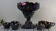 L. E Smith Carnival Glass Amethyst Sawtooth Hobstar Punch Bowl, Base, with 6 Cups
