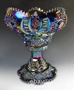 L. E Smith Carnival Glass Amethyst Sawtooth Hobstar Punch Bowl, Base, with 6 Cups