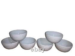 L'Objet Perlee Blanc Set Of 6 Cereal Bowls Porcel Paris 5.5 Porcelain White