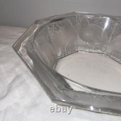 Lalique France Art Glass Caille Frosted Octagonal Center Bowl