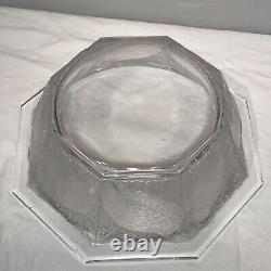 Lalique France Art Glass Caille Frosted Octagonal Center Bowl