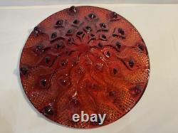 Lalique Large 16 Red Serpentine Centerpiece Bowl Spectacular & MINT CONDITION