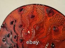 Lalique Large 16 Red Serpentine Centerpiece Bowl Spectacular & MINT CONDITION