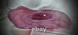 Large 13 Chihuly Style 2004 Red White Scalloped Art Glass Splatter Bowl Signed