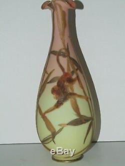Large 13 Mt Washington Burmese Decorated Monkey Vase Rare