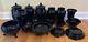 Large 16 Pc. Collection Of Antique & Vintage Black Amathyst Glass Must See