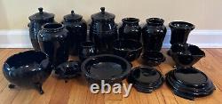 Large 16 Pc. Collection Of Antique & Vintage Black Amathyst Glass Must See