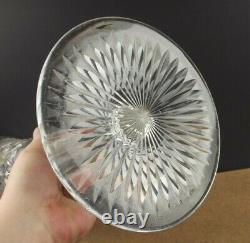 Large 18 American Brilliant Cut Glass Trumpet Vase Diamond Fan & Star (! @@a6)