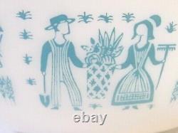 Large 4 Qt Vintage 1950's Pyrex Amish Butterprint Aqua Mixing Serving Bowl