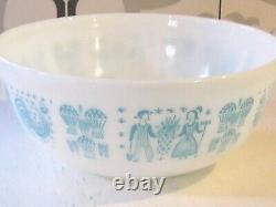 Large 4 Qt Vintage 1950's Pyrex Amish Butterprint Aqua Mixing Serving Bowl