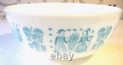 Large 4 Qt Vintage 1950's Pyrex Amish Butterprint Aqua Mixing Serving Bowl