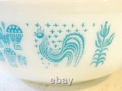 Large 4 Qt Vintage 1950's Pyrex Amish Butterprint Aqua Mixing Serving Bowl