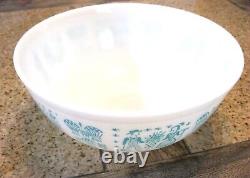 Large 4 Qt Vintage 1950's Pyrex Amish Butterprint Aqua Mixing Serving Bowl