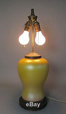 Large Antique American Iridized Art Glass Lamp c. 1910s aurene favrile
