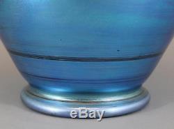 Large Antique Hand Blown, Blue Aurene Steuben Art Glass Vase/ Lamp, NR