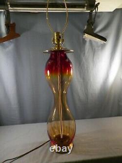 Large Blenko Amberina Glass Electric Table Lamp 20 1/2 Tall