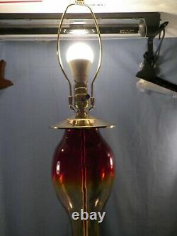 Large Blenko Amberina Glass Electric Table Lamp 20 1/2 Tall