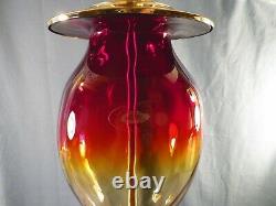 Large Blenko Amberina Glass Electric Table Lamp 20 1/2 Tall