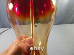 Large Blenko Amberina Glass Electric Table Lamp 20 1/2 Tall