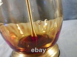 Large Blenko Amberina Glass Electric Table Lamp 20 1/2 Tall