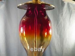 Large Blenko Amberina Glass Electric Table Lamp 20 1/2 Tall