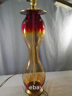 Large Blenko Amberina Glass Electric Table Lamp 20 1/2 Tall