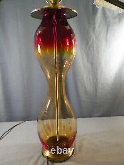Large Blenko Amberina Glass Electric Table Lamp 20 1/2 Tall