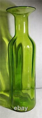 Large Blenko Glass Meyers Twisted Floor Swirl Vase, #6956 Olive Green