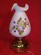 Large Fenton Art Glass, Violets in the Snow, Painted, Mariners Lamp Light