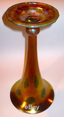Large & Impressive Tiffany Favrile Decorated Iridescent Art Glass Vase withVines