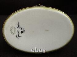 Large Limoges Peint Main Ram Sheep Laying Figural Trinket Pill Box France